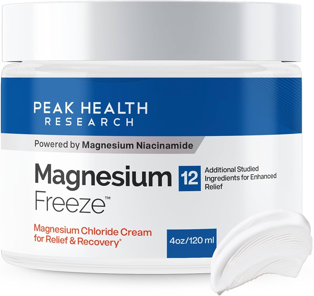 Peak Health Research Magnesium Freeze 4oz jar with cream texture
